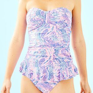 Lilly Pulitzer Carmen Ruffled Tankini - Coastal Blue Maybe Gator (Women 4)